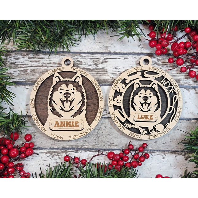 Alaskan Malamute Personalized Dog Ornament