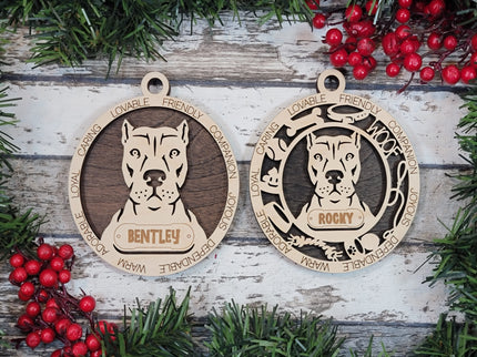American Pit Bull Terrier (Cropped Ears) Personalized Dog Ornament