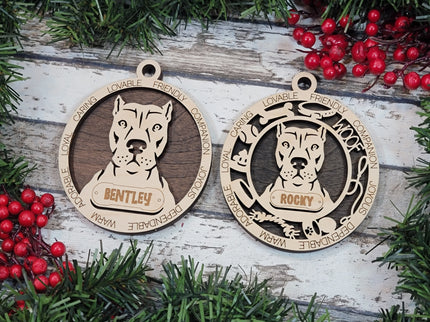 American Pit Bull Terrier (Cropped Ears) Personalized Dog Ornament