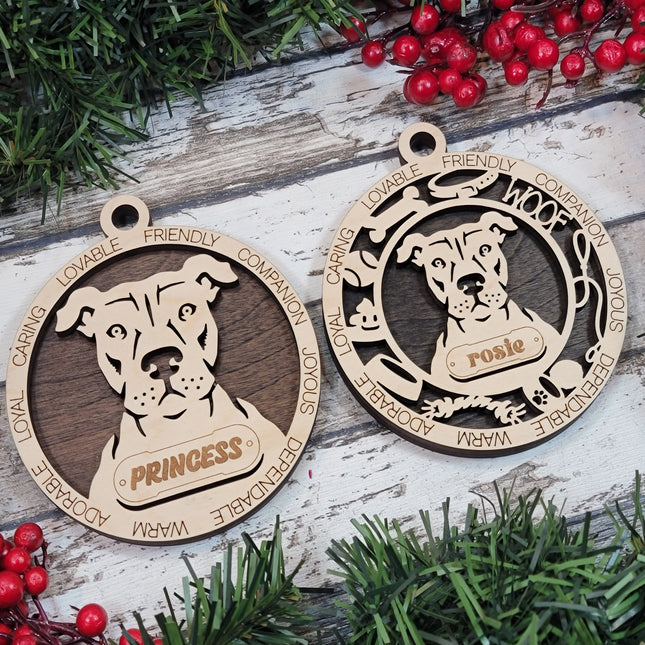 American Pit Bull Terrier (Natural Ears) Personalized Dog Ornament