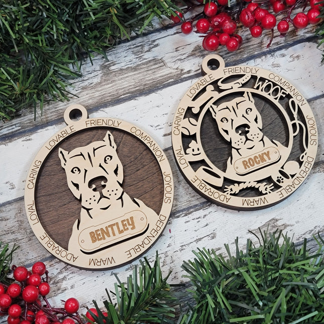 American Pit Bull Terrier (Cropped Ears) Personalized Dog Ornament