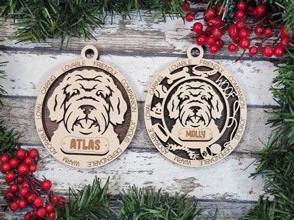Aussie Doodle Personalized Dog Ornament