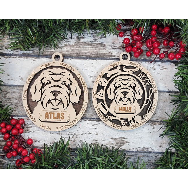 Aussie Doodle Personalized Dog Ornament