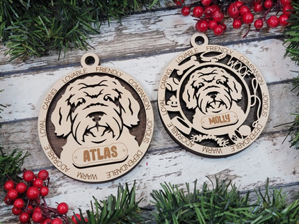 Aussie Doodle Personalized Dog Ornament