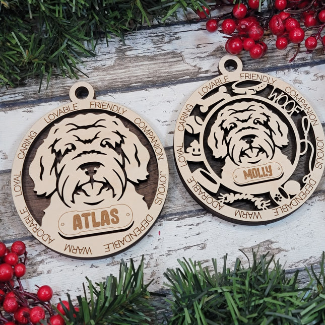 Aussie Doodle Personalized Dog Ornament