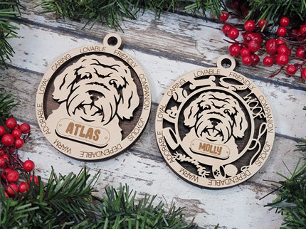 Aussie Doodle Personalized Dog Ornament