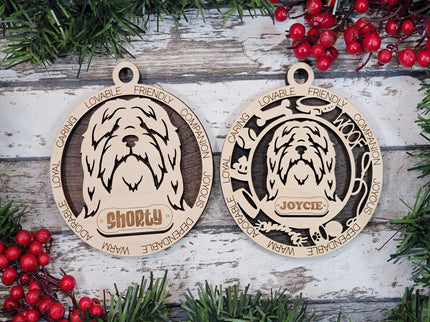 Bearded Collie Personalized Dog Ornament