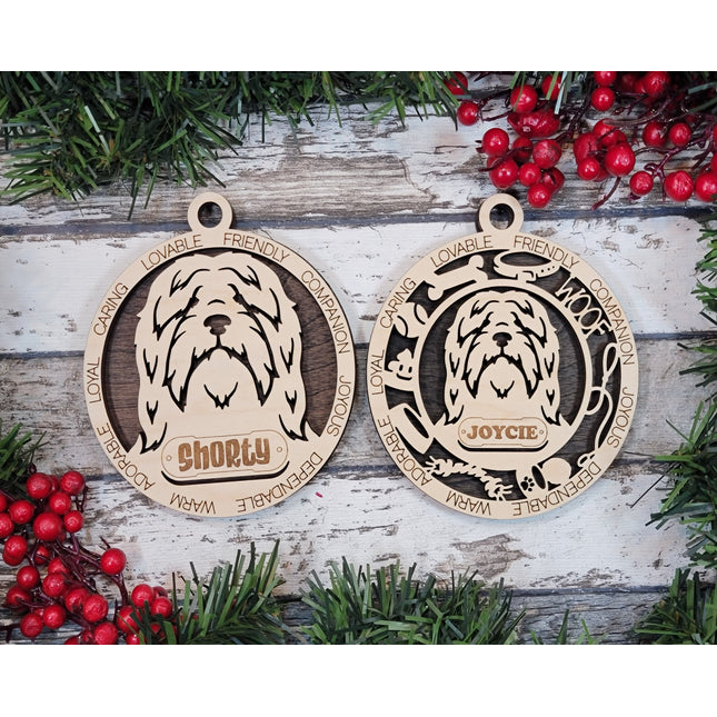 Bearded Collie Personalized Dog Ornament