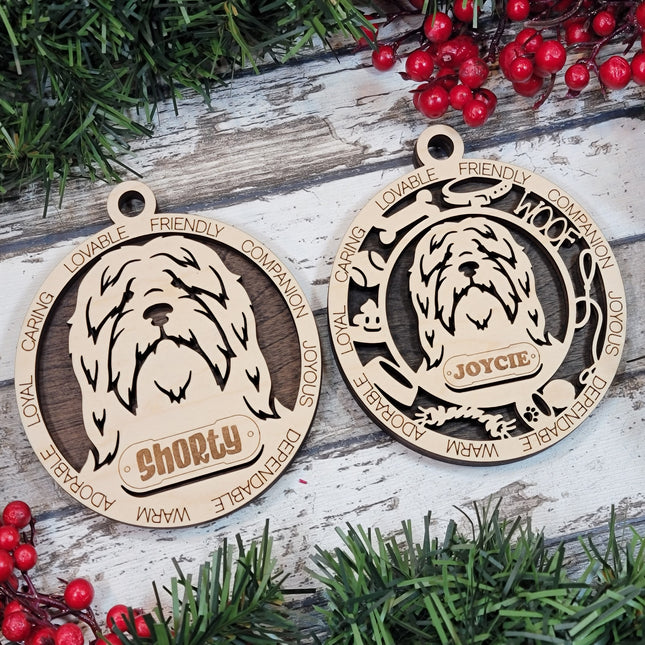 Bearded Collie Personalized Dog Ornament