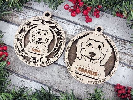 Bernedoodle Personalized Dog Ornament