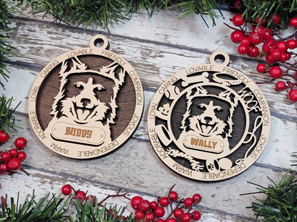Border Collie (Ears Up) Personalized Dog Ornament