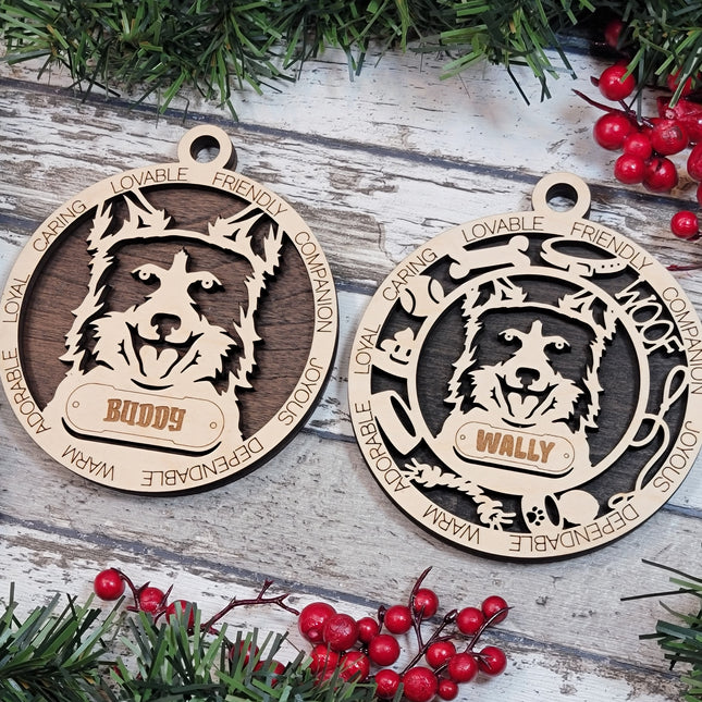 Border Collie (Ears Up) Personalized Dog Ornament