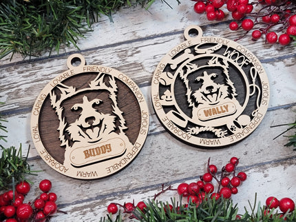 Border Collie (Ears Up) Personalized Dog Ornament