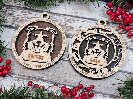 Border Collie (Ears Down) Personalized Dog Ornament
