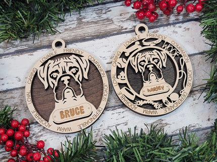 Boxer Personalized Dog Ornament