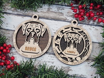 Boxer Personalized Dog Ornament