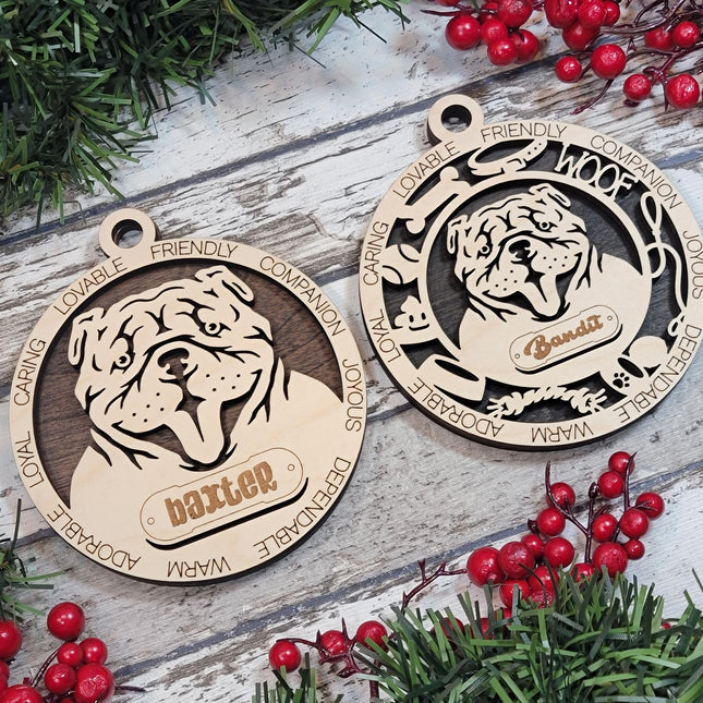 Bulldog Personalized Dog Ornament