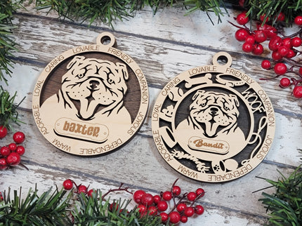 Bulldog Personalized Dog Ornament