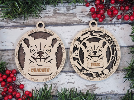 Chihuahua (Long Hair) Personalized Dog Ornament