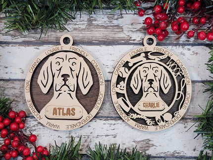 Coonhound Personalized Dog Ornament
