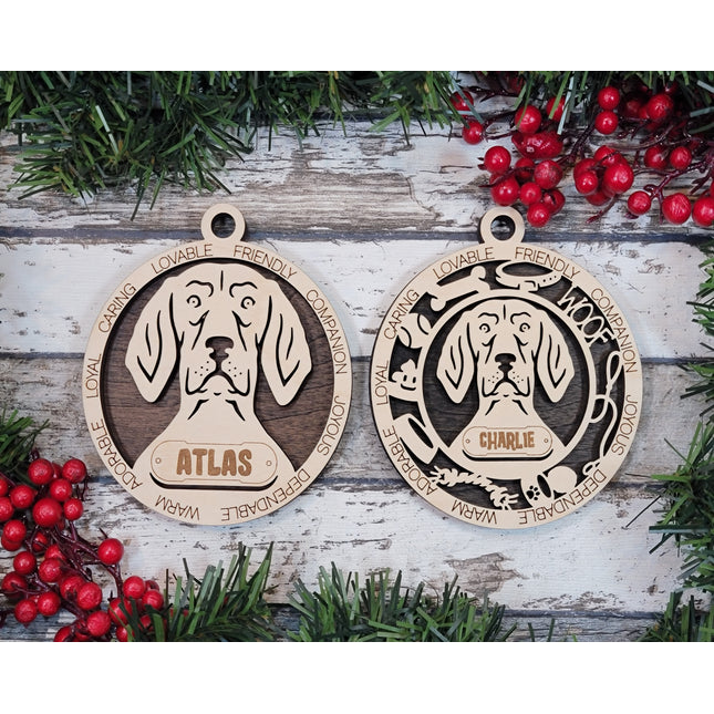 Coonhound Personalized Dog Ornament