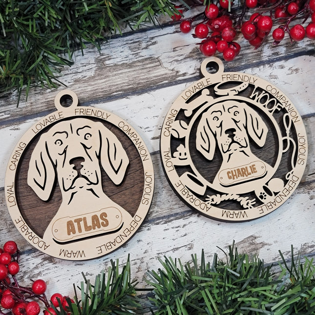 Coonhound Personalized Dog Ornament