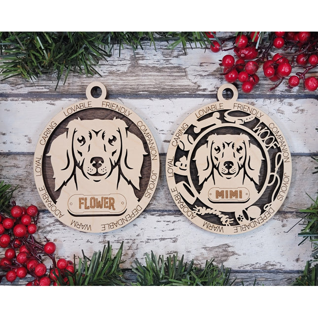 Dachshund (Long Hair) Personalized Dog Ornament