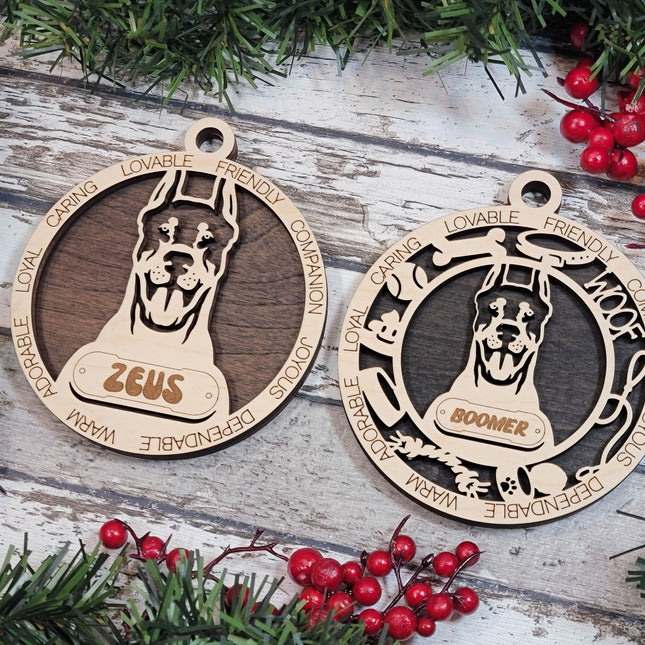 Doberman Pinscher (Cropped Ears) Personalized Dog Ornament