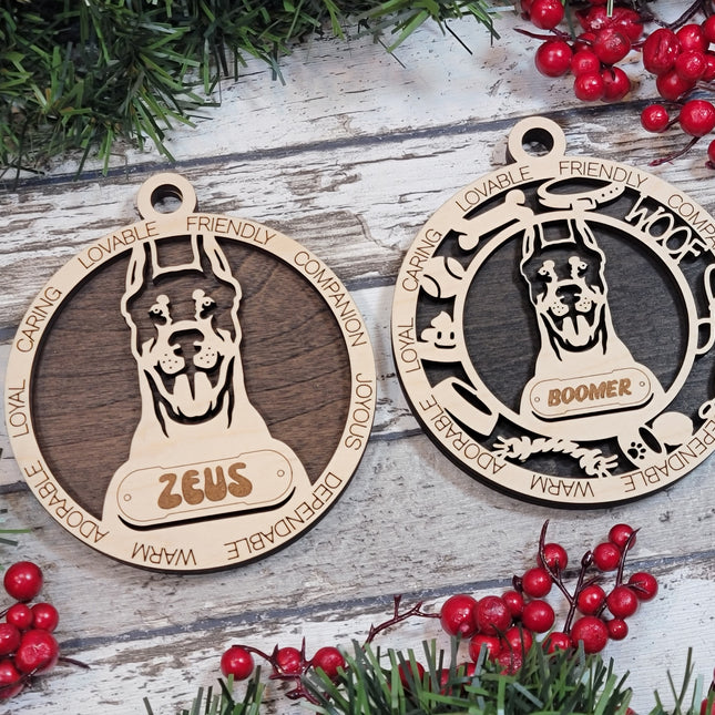 Doberman Pinscher (Cropped Ears) Personalized Dog Ornament