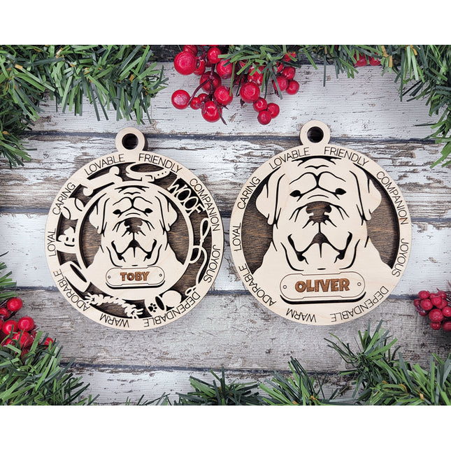 Dogue De Bordeaux Personalized Dog Ornament