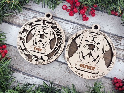 Dogue De Bordeaux Personalized Dog Ornament