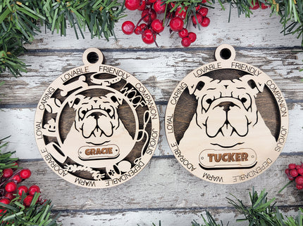 English Bulldog Personalized Dog Ornament