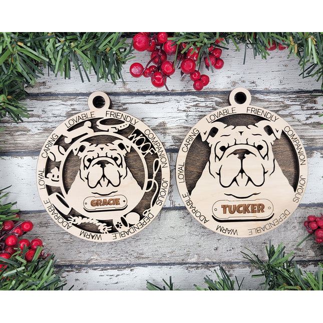 English Bulldog Personalized Dog Ornament