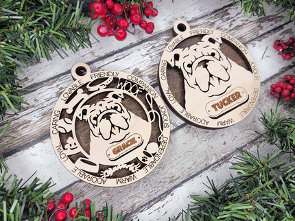 English Bulldog Personalized Dog Ornament