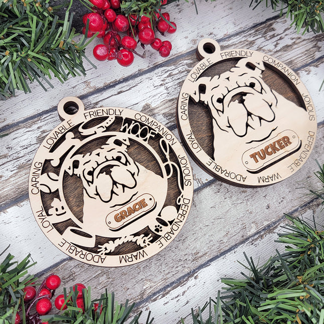 English Bulldog Personalized Dog Ornament