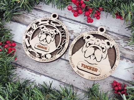 English Bulldog Personalized Dog Ornament