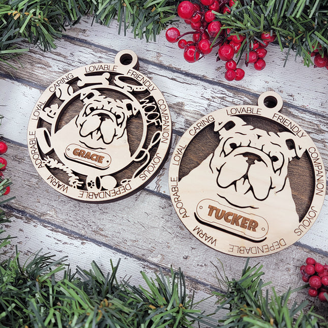 English Bulldog Personalized Dog Ornament