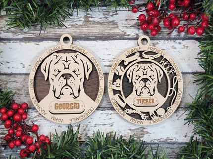 French Mastiff Personalized Dog Ornament
