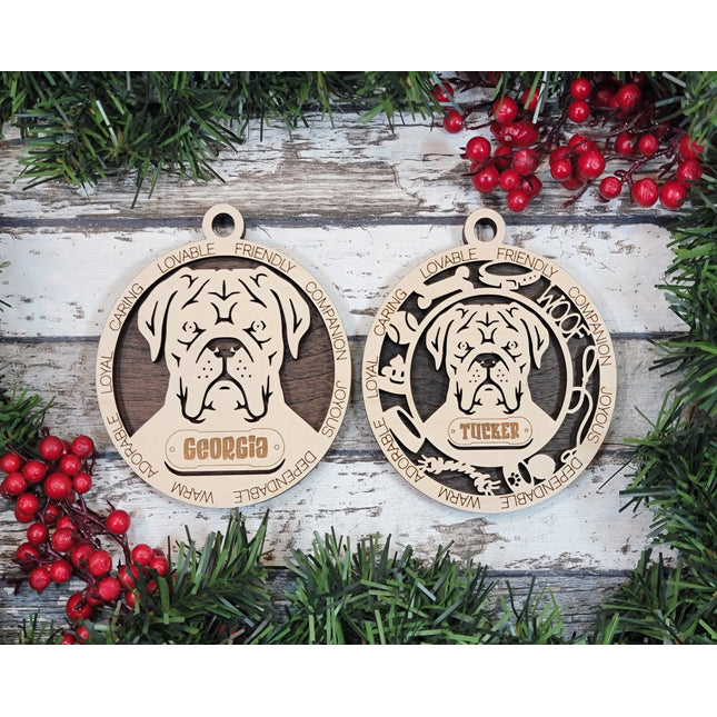 French Mastiff Personalized Dog Ornament