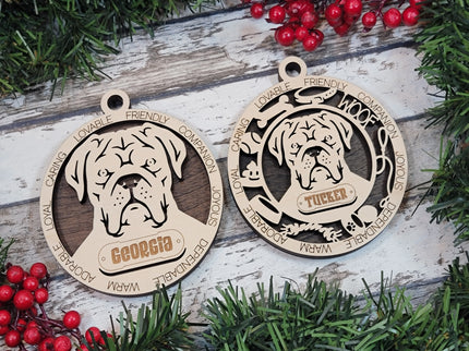 French Mastiff Personalized Dog Ornament