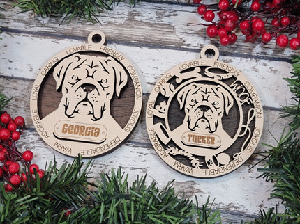 French Mastiff Personalized Dog Ornament