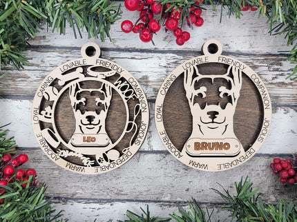German Pinscher (Cropped Ears) Personalized Dog Ornament