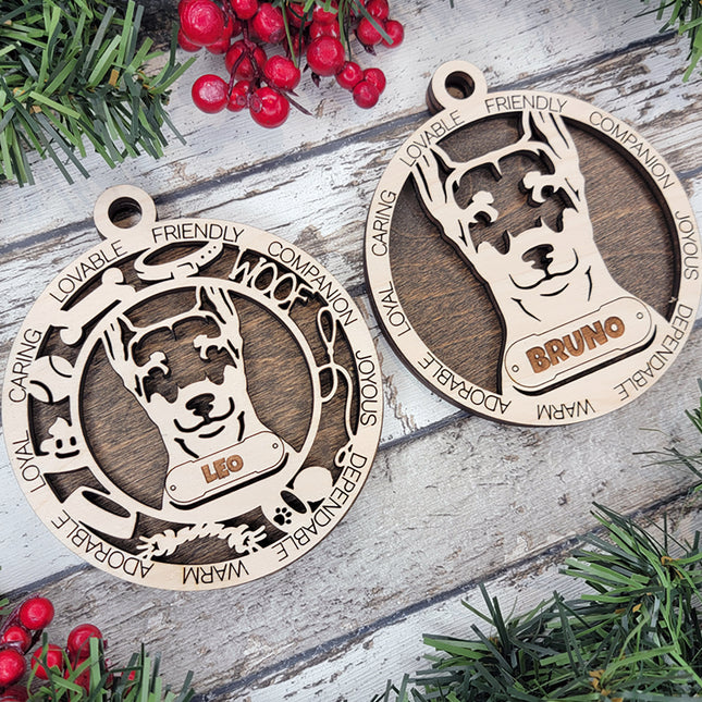 German Pinscher (Cropped Ears) Personalized Dog Ornament