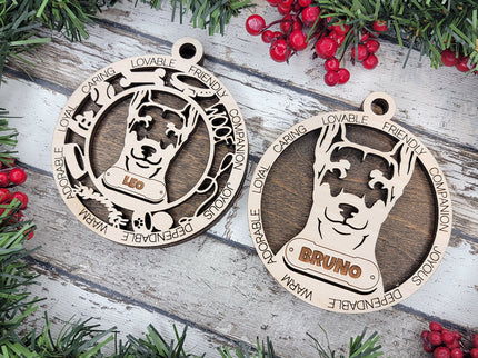 German Pinscher (Cropped Ears) Personalized Dog Ornament