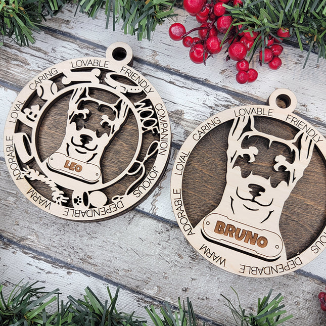 German Pinscher (Cropped Ears) Personalized Dog Ornament