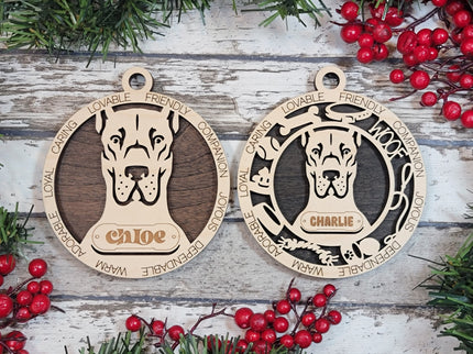 Great Dane (Cropped Ears) Personalized Dog Ornament