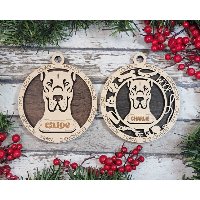 Great Dane (Cropped Ears) Personalized Dog Ornament