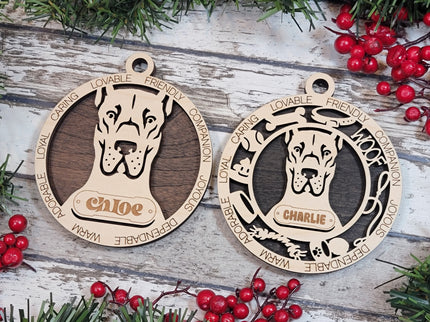 Great Dane (Cropped Ears) Personalized Dog Ornament