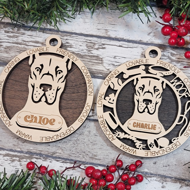 Great Dane (Cropped Ears) Personalized Dog Ornament