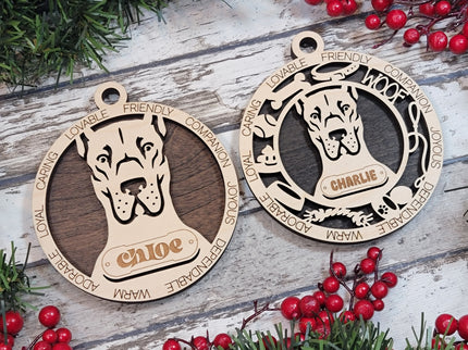 Great Dane (Cropped Ears) Personalized Dog Ornament